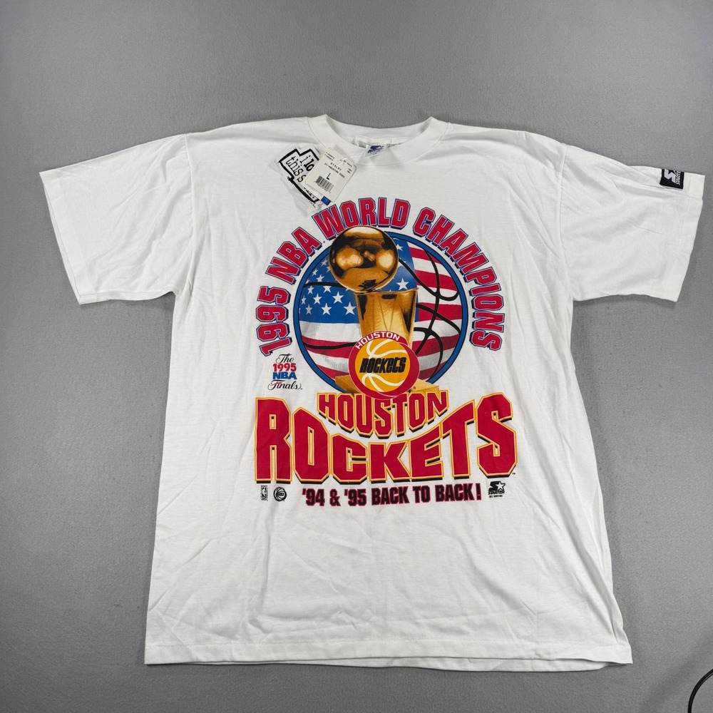 Vintage Starter Houston Rockets 1995 NBA Champions T-Shirt NWT White Large 90s